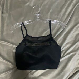 Black cropped top zipper back